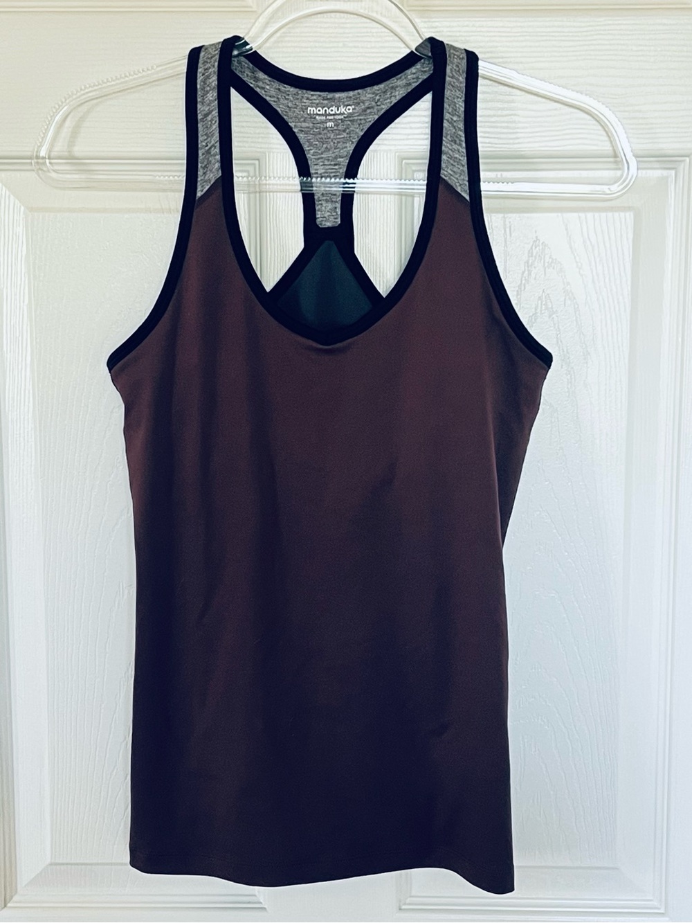 manduka purple Racerback Tank with Black Trim